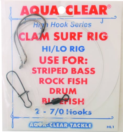 Aqua Clear ST1H Striped Bass Drum HiLo Clam Rig 27/0 Cir Hks | 692760442895
