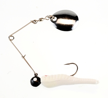Johnson BSVP1/4WRD Beetle Spin Jig 2 Inch, 1/4oz, White/Red Dot, Nickel | 022021500413