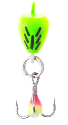 Clam 9439 Bomb Spoon, 1/16 Oz, Size 12, Glow Chartreuse Tiger