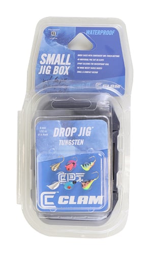 Clam 12638 Drop Jig Kit w/ Small Jig Box, Size 14, 1/32oz, Assorted