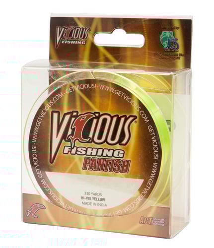 Vicious PYL4 Panfish Monofilament 4lb Test, 330yd, HiVis Yellow | 876152001819