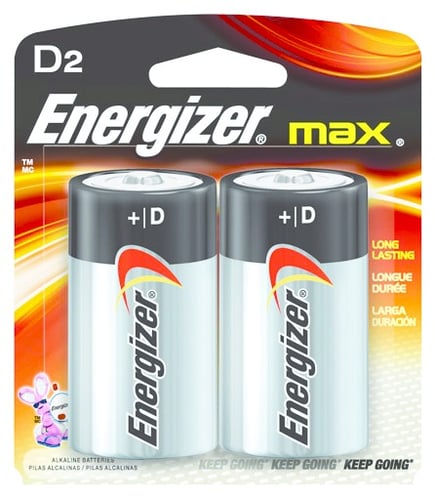 Energizer E95BP-2 Max Alkaline D Batteries 2Pk