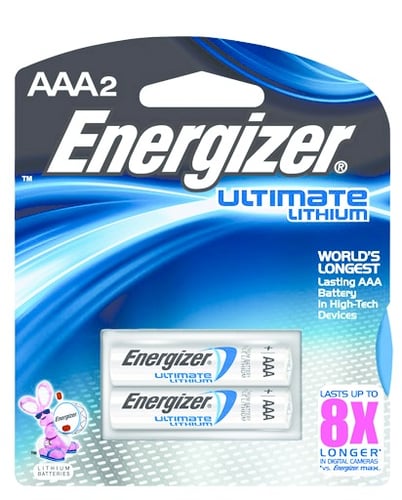 Energizer L92BP-2 Ultimate Lithium AAA Batteries 2Pk | 039800079305