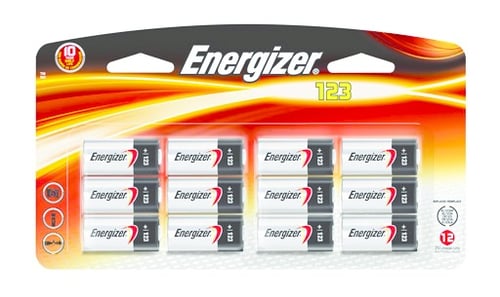 Energizer EL123BP-12 Lithium 123 Photo Batteries 3Volt 12Pk