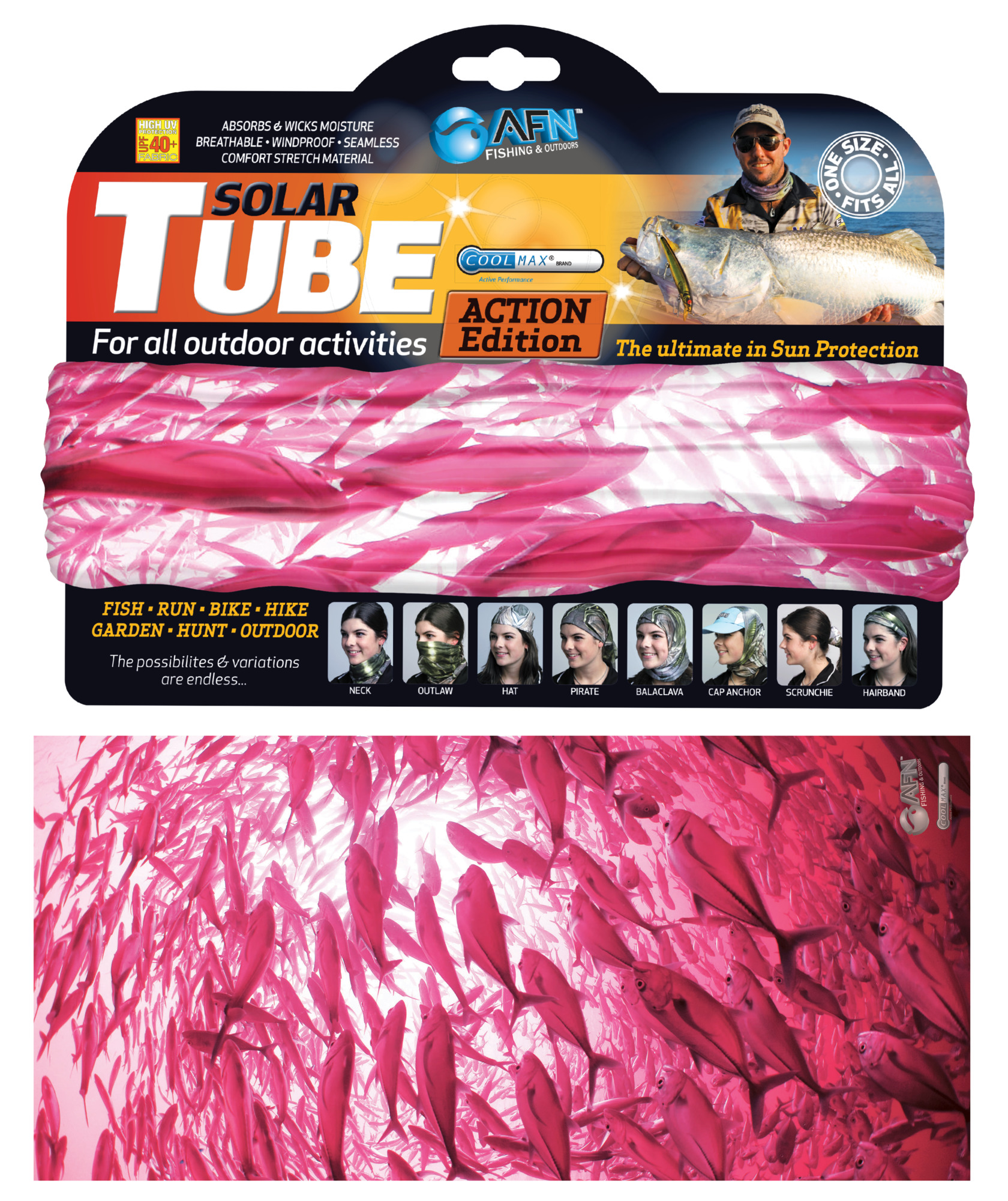 AFN AC6600 Solar Tube,Bait Ball Pink, Cool Max UPF 40,Breathable