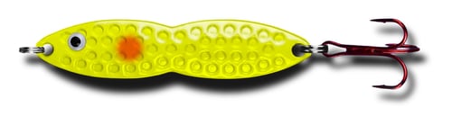 PK Lures FF1YGO Flutter Fish Spoon 1/4 oz., Yellow Glow Orange Dot