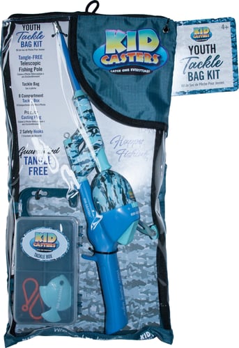 Kid Casters KCBAGBLUE Blue Camo Kids Fishing Tackle Bag Kit | 853685004807
