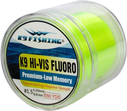 K9 5506lbHV HiVis Yellow Fluoro Line 6lb 550yd Spool | 850555008033