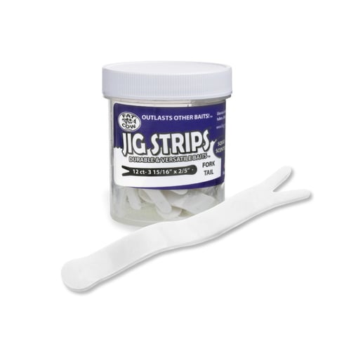 Fat Cow FATFRK4GW Jig Strips Fork Tail 315/16 Inch X 2/5 Inch Scented 12ct | 851927007142