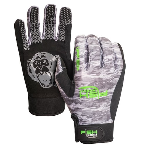 Fish Monkey FM22-GREYWTRCAM-XL Free Style Custom Fit Glove Grey Water