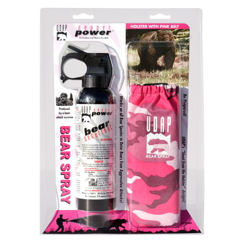 UDAP 12PINK Premium Bear Spray w/Pink Camo Holster & Belt, 30 ft