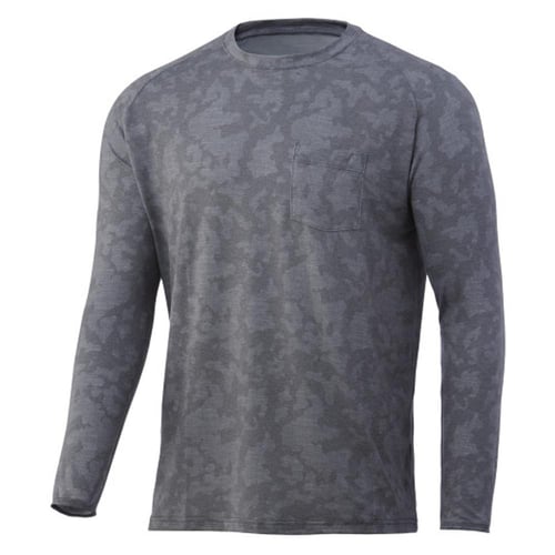 Huk Waypoint Running Lakes Long Sleeve Shirt Volcanic Ash S | 190840349152