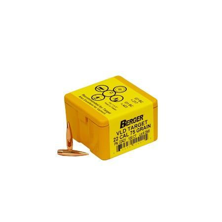 Berger Match Grade Target Bullets .22 cal .224 75 gr VLD TARGET 100/box | 679459224215