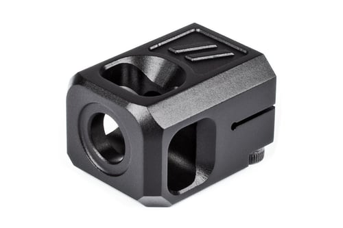 PRO COMP V2 13.5X1 LH THRD 9MM BLKPro Compensator V2 Black - 9mm - 13.5x1 LH Thread - Contoured porting - Enlargedguide rod channel - Improved mounting system - Will fit and function on all 9mm Glock models with a corresponding threaded barrelGlock models with a corresponding threaded barrel