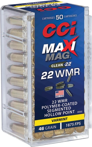 CCI 972CC Maxi-Mag Rimfire 22 WMR 46 gr Segmented Hollow Point 50 Per Box/ 40 Cs