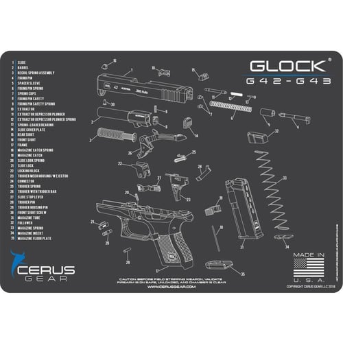 Cerus Gear 12x17 Glock 42-43 Schematic ProMat - Gray