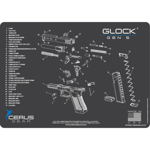Cerus Gear 12x17 Glock Gen 5 Schematic Promat  Gray | 680220902515