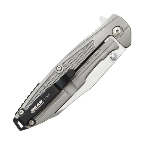 Bear  Son Frame Lock Folding Knife 31/4 Reverse Tanto Blade Grey | 730153611258