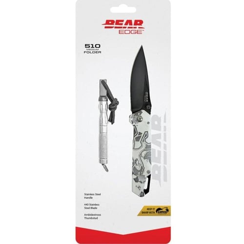 Bear  Son Edge Folding Knife 3 Drop Point Blade Truetimber White Viper | 730153718353