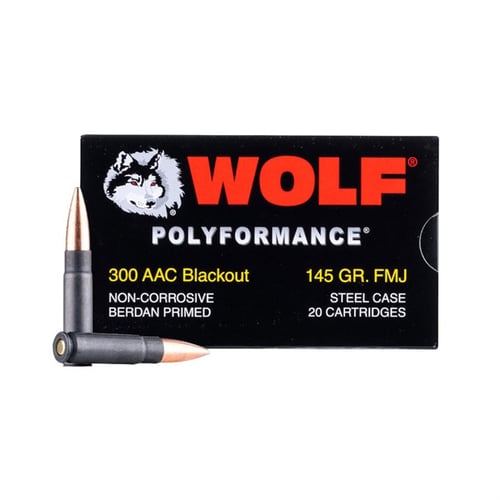 Wolf Steel Case .300 Blackout Rifle Ammo 145 Grain  FMJ  500rd Case | 645611308673