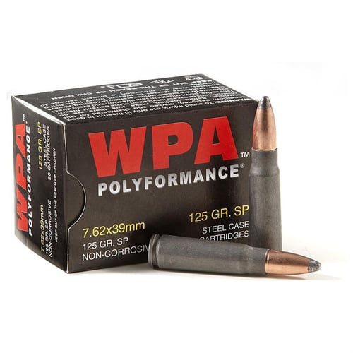 Wolf WPA Polyformance Rifle Ammunition 7.62x39mm 125 gr SP 2330 fps  20/box | 645611762710