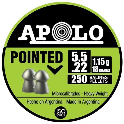 Hatsan Apolo Pointed Air Rifle Pellets 22 Cal 18 gr 250/ct | 11001011136