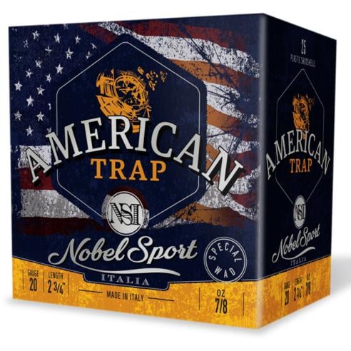 Nobel Sport Target American Trap Shotshells 20ga 23/4 7/8oz 1200fps 9 25/ct | 20GA | 837913000243