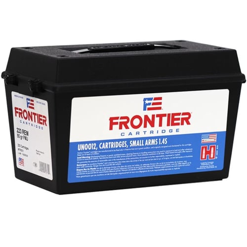 Hornady Frontier Rifle Ammunition .223 Rem 55gr FMJ 1282 fps 200/ct Ammo Can | 090255727791
