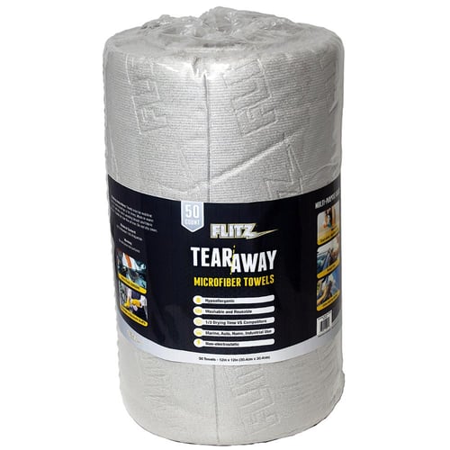 Flitz TearAway Microfiber Polishing Cloths 12x12 Grey 50/ct | 065925000030