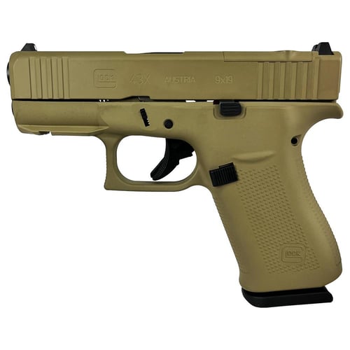 Glock 43x MOS Custom FDE Subcompact Handgun 9mm Luger 10rd Magazines 2 3.41 Barrel Front Rail Austria | 688099401795