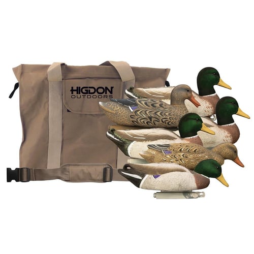 Hidgon Magnum Mallard Foam Filled Flocked Heads Duck Decoys 6/ct with Slot Bag | 710617170545