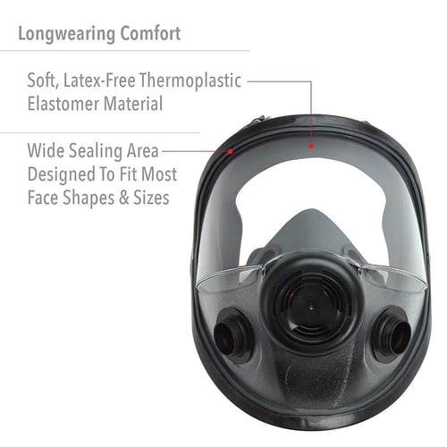 Honeywell North 5400 Series Full Face Respirator Mask with Dual Cartridge Connectors for N Series Filters M/L | 821812013268