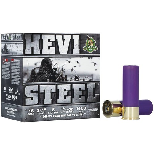 HEVIShot HEVISteel Shotshells 16ga 23/4 15/16oz 1400 fps 6 25/ct | 604544700404