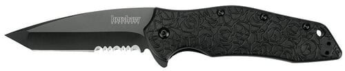 Kershaw Kuro Folding Knife 31/10 Partially Serrated American Tanto Blade Black | 087171033747