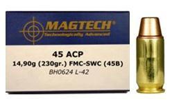 Magtech 45B Range/Training  45 ACP 230 gr Full Metal Jacket Semi Wadcutter 50 Per Box/ 20 Case
