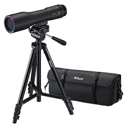 Nikon ProStaff 3 Fieldscope Outfit w/Compact Tripod Zoom Eyepiece Carry Case - 16-48x60mm Straight Black | 018208069835