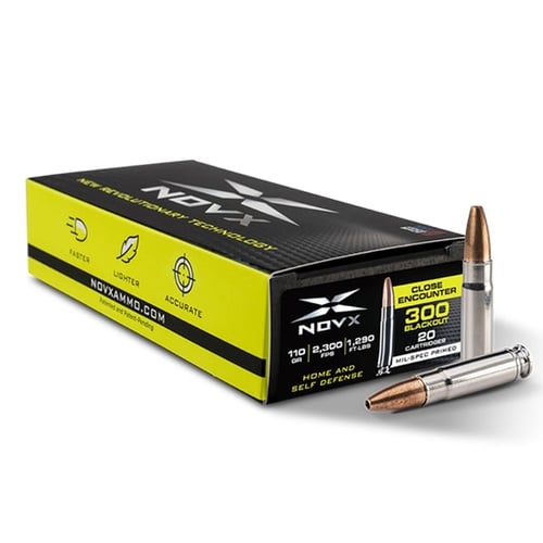 NovX Close Encounter Rifle Ammunition .300 Blackout 110gr Lead Free HP 2300 fps 20/ct | 859959007861