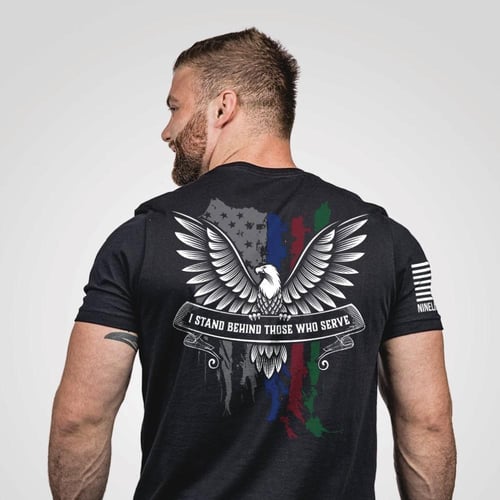 Nine Line I Stand Behind Those Who Serve Short Sleeve Shirt Black S | 190741252858