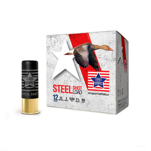 PPU Stars & Stripes Steel Shotshell 12ga 3'  1-1/8 oz 1500 fps #BB 25/ct