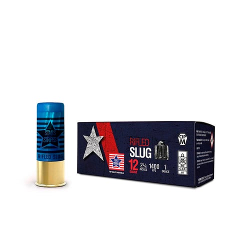 PPU Stars & Stripes Rifled Slug Shotshells 12ga 2-3/4' 1oz 1400fps Slug 10/ct