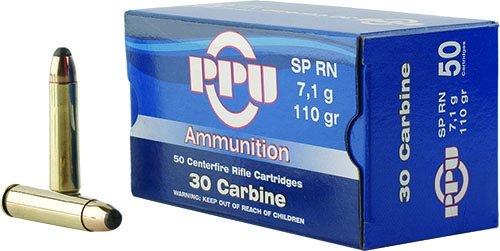 PPU PP30S Standard Rifle  30 Carbine 110 gr Soft Point Round Nose 50 Per Box/ 10 Case