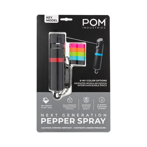POM Pepper Spray Black Keychain 6 in 1 .05oz | 810045421391