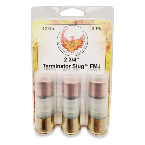 Phoenix Rising Terminator Slug Shotshell 12ga 23/4 515gr FMJ Slug 1520fps 3/ct | 797053002227