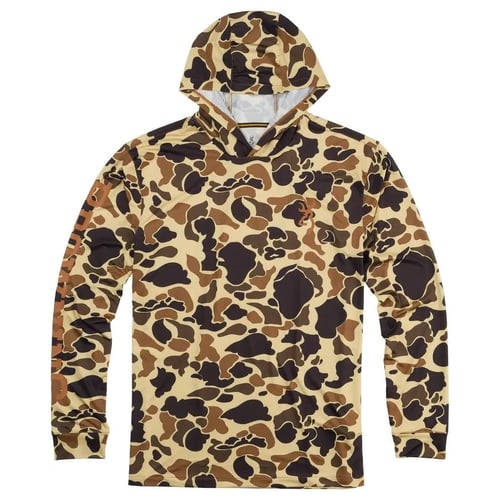Browning Hooded Long Sleeve Tech Shirt Vintage Tan Camo S