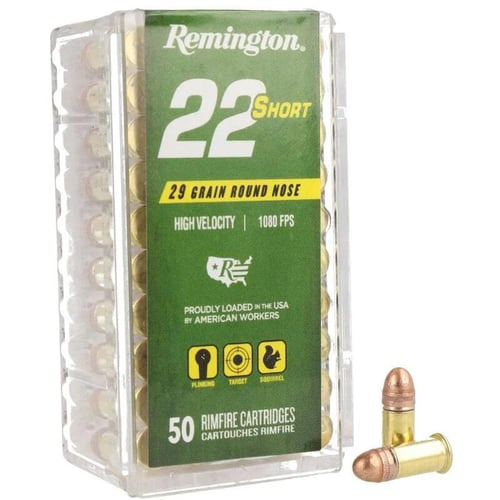Remington 22 Short Rimfire Ammunition .22 Short 29gr CPRN 1080 fps 50/ct | 047700210025