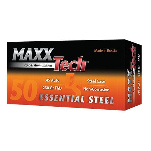 Maxxtech Essential Steel Handgun Ammunition .45 ACP 230 gr FMJ 850 fps 500/ct Case 1050rd Boxes | 810060961377