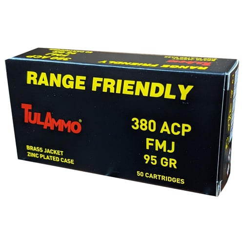 Tula Ammo Zinc Coated Steel Case Handgun Ammunition .380 ACP 95gr Brass Jacketed FMJ 50/ct | 689481697178