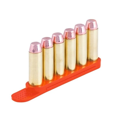QUICKSTRIP 6RD ORG .38/.357 CAL 2PKQuickStrip 2 Pack Orange - 6 Rounds - .357/.38/.40 SW/6.8mm - Helps to speed your reload - Proven to be the most compact and convenient way to carry and store spare ammo - Injection molded from a black flexible urethane materialspare ammo - Injection molded from a black flexible urethane material | 087632008123