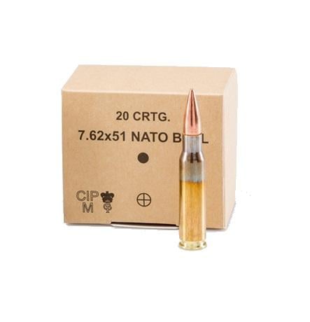 GGG Brass Case Ball Rifle Ammunition .308 Win.7.62x51 NATO 147gr FMJ 20/ct | 4779032300193