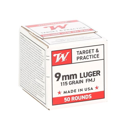 Winchester USA Target  Practice Handgun Ammunition 9mm Luger 115gr FMJ 1190 fps 1000/ct  2050/ct | 00020892232600